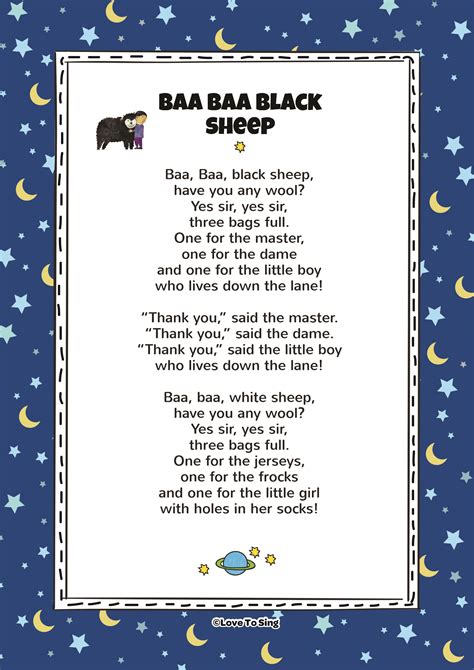 So start sharing the back to black lyrics with your friends, loved ones and enjoy the song. Baa Baa Black Sheep Nursery Rhyme | FREE Kids Videos ...