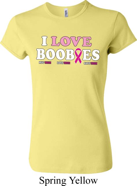 Ladies Breast Cancer Awareness Shirt I Love Boobies Crewneck Tee I