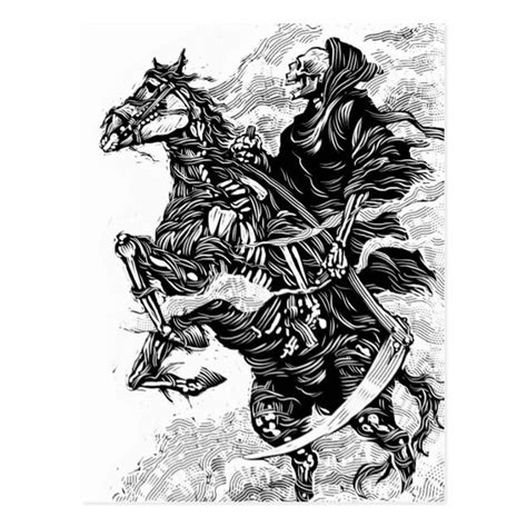 Grim Reaper Bw Postcard Horses Are Beautiful Creatures Zazzlemade