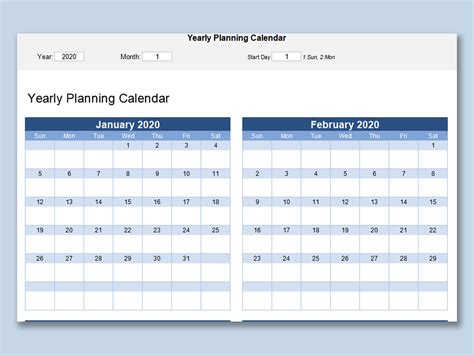 Excel Of Yearly Planning Calendarxlsx Wps Free Templates