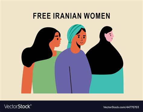 Hand Drawn Iranian Women Protesting Together Vector Image