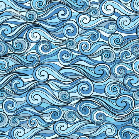 Free Vector Blue Sea Waves Seamless Pattern Vector Illustration For