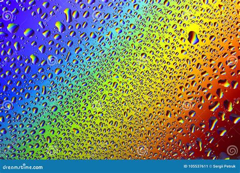 Drops Of Water On A Rainbow Background Stock Image Image Of Holiday