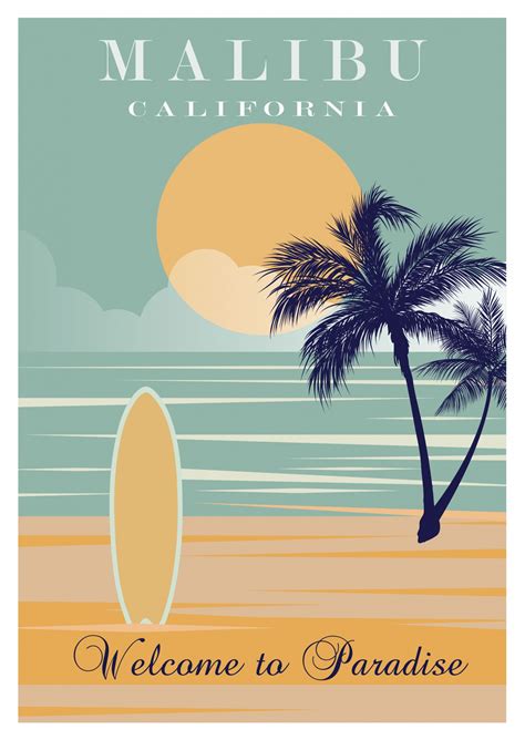 Malibu California Travel Poster Free Stock Photo - Public Domain Pictures