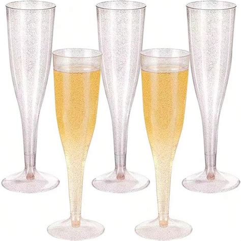 20 Stuks Plastic Champagnefluiten Met Bubbels 4 5 Oz Plastic Champagneglazen Doorzichtige