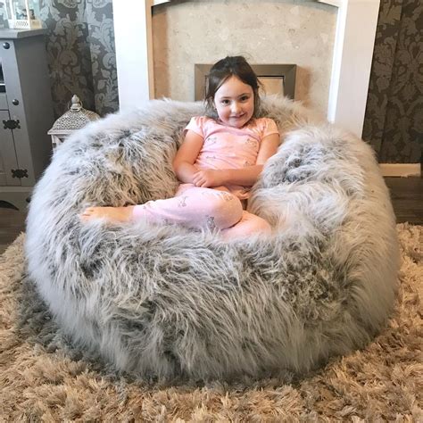 Flash furniture oversized solid brown bean bag chair. XXL Adults Children's Faux Fur Bean Bag With Beans ...