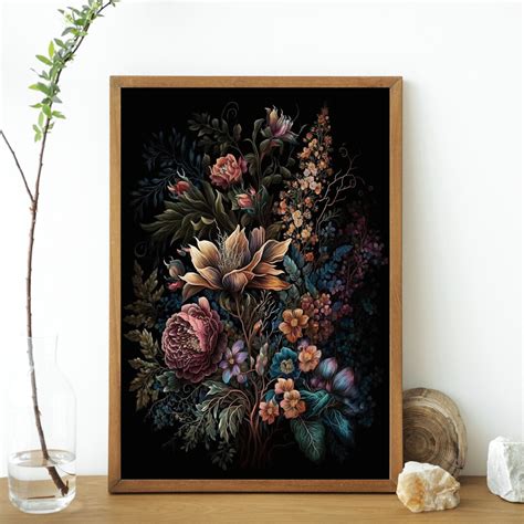 Printable Wall Art Moody Floral Art Dark Botanical Print Dark Floral