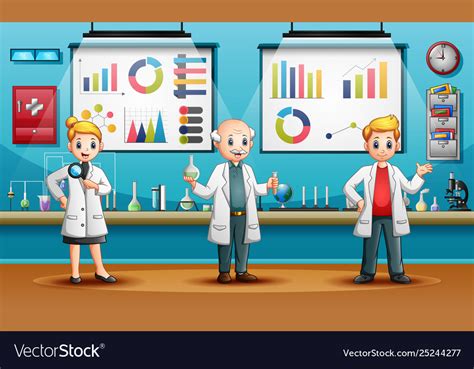 Scientists Man And Woman Conducting Research In A Vector Image