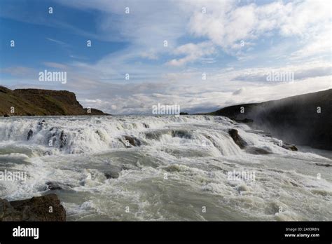Gullfoss A Breathtaking Two Tiered Waterfall Located In The Canyon Of