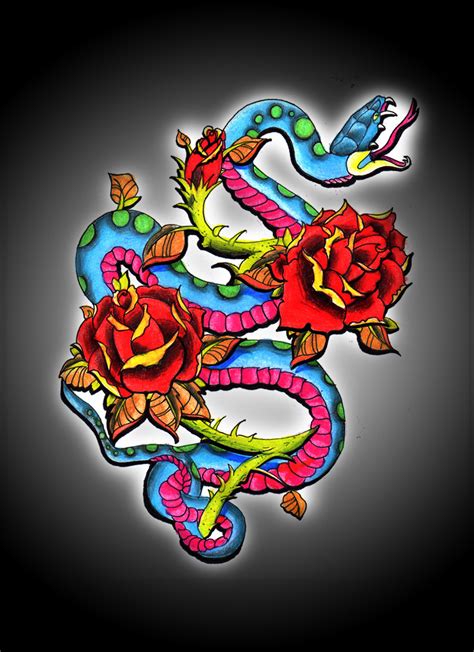 Snake And Roses By Captainseven On Deviantart