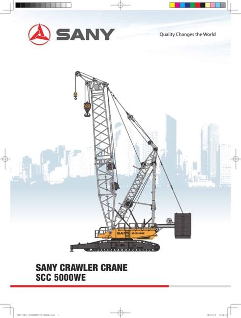 Sany Scc5000we Load Chart And Specification Cranepedia
