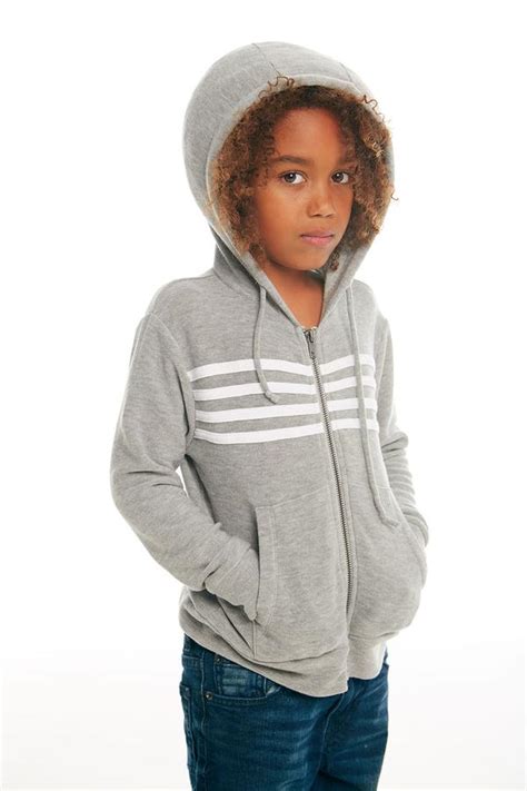Boys Cozy Knit Long Sleeve Zip Up Hoodie With Strappings