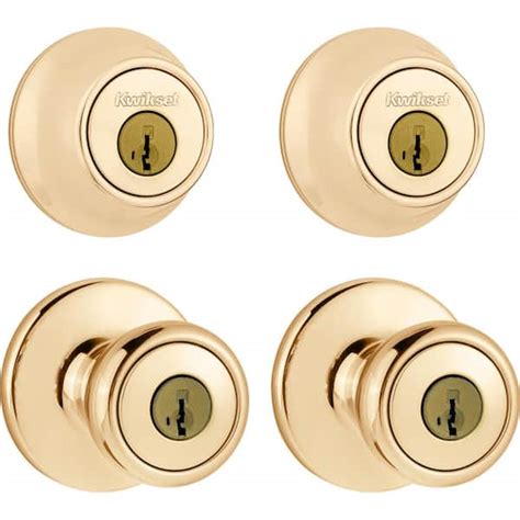 Kwikset 242 Tylo Polished Brass Keyed Entry Door Knob And Single