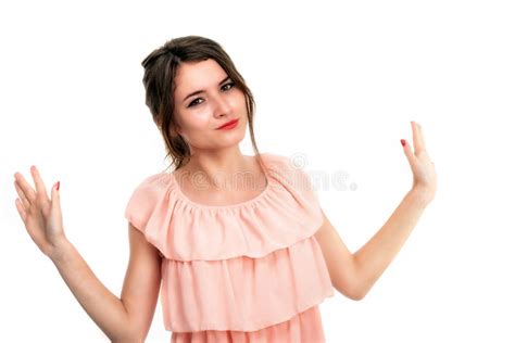 Caucasian Woman With Her Both Her Empty Palms Stock Image Image Of