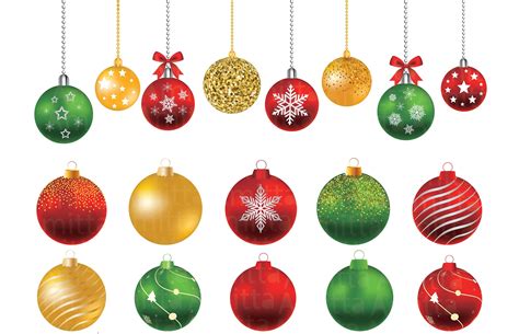 Christmas Balls Clipart Set Christmas Ornaments Clipart Graphic By