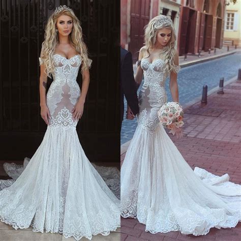 Sexy Mermaid Lace Wedding Dresses 2018 Cap Sleeves Appliques Bridal Gowns On Luulla