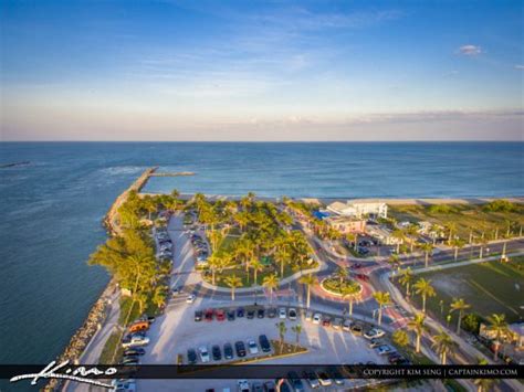 Fort Pierce Aerial Inlet Jetty Above Parking Lot Royal Stock Photo
