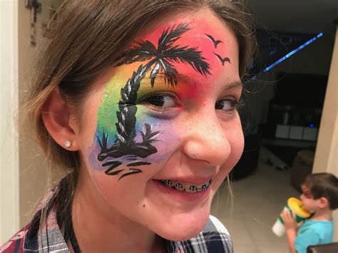 Palm Tree Tropical Sunset Face Paint Painting Face Painting Carnival