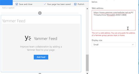 embed a yammer conversation into a sharepoint page