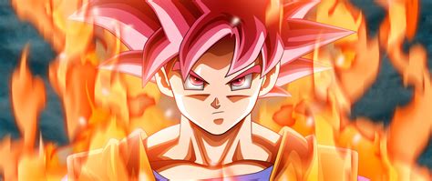 Download Wallpaper 2560x1080 Goku Fire Dragon Ball Super Anime Dual