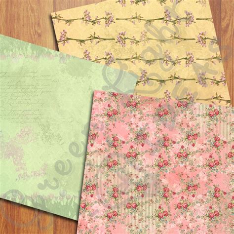 Vintage Floral Digital Papers Shabby Chic Scrapbook Papers 63605