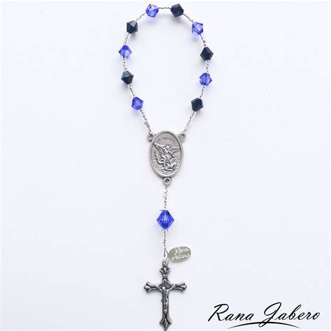 St Michael Police Officer Pocket Rosary Made With Crystals From