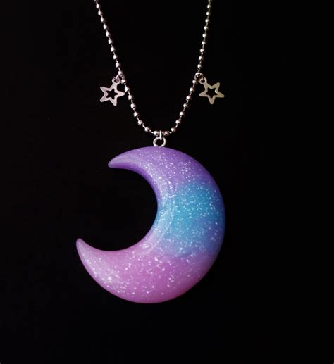 Kawaii Pastel Goth Moon Necklace ☪shopofstarsandwine