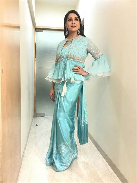 Bollywood Actress Madhuri Dixit Nene New Saree Blouse Designs Unique