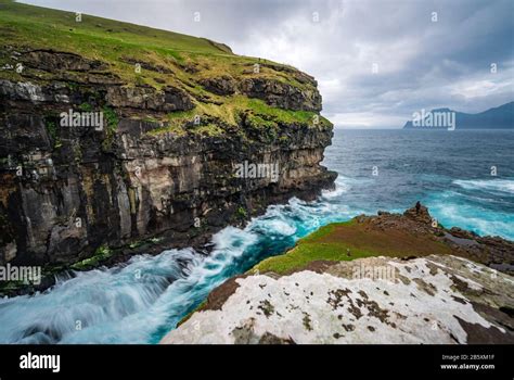 Gjogv Gorge In The Island Of Eysturoy The Faroe Islands Long Exposure