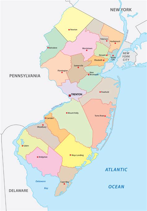New Jersey Counties Map Mappr