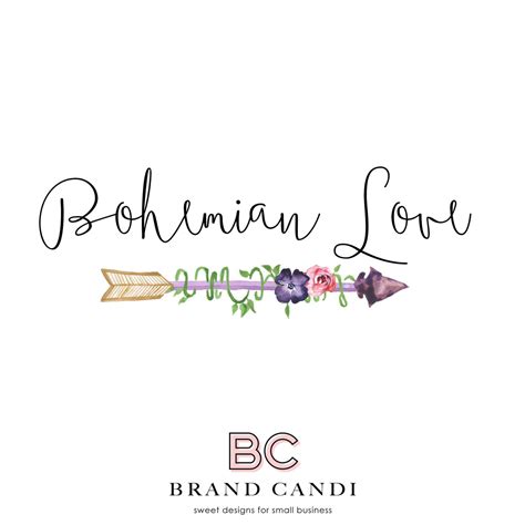 Bohemian Logo Premade Logo Design Watercolor Logo Arrow Logo