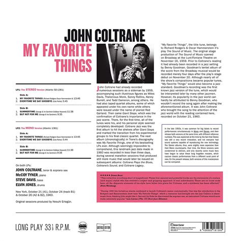 John Coltrane My Favorite Things The Stereo And Mono Versions Plak