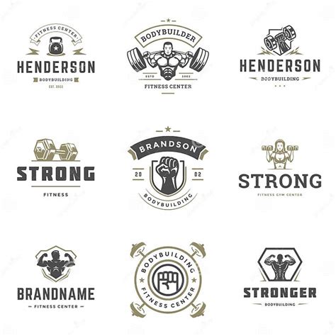 Fitness Center And Sport Gym Logos And Badges Design Set Vector