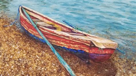 Rustic Boat Acrylic Painting Live Tutorial Youtube