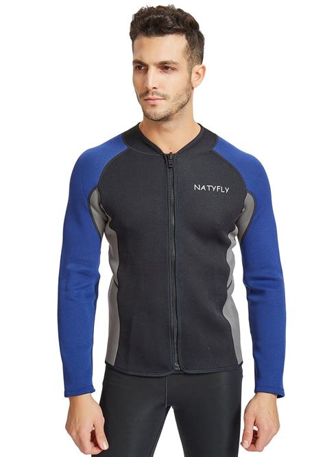 Natyfly Mens Wetsuit Jacketlong Sleeve 2mm Neoprene Wetsuit Tops For
