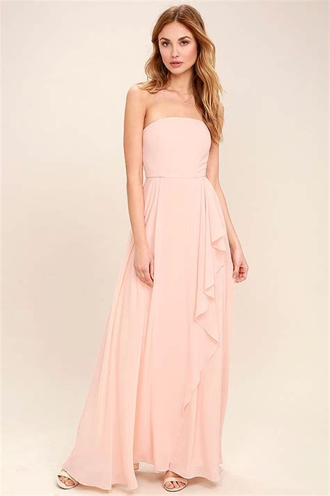 Elegant Blush Pink Dress Strapless Maxi Dress Strapless Dress 84