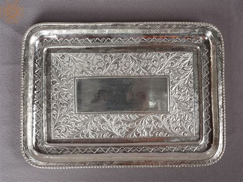 10 Silver Decorative Tray From Nepal Exotic India Art