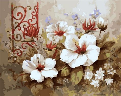 Flower Oil Painting Frameless Picture Painting By Numbers Wall Art Diy