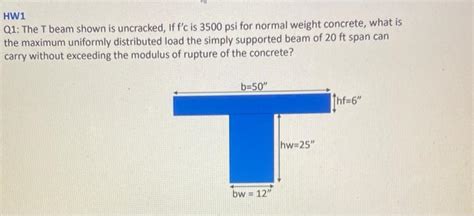Solved Hw1 Q1 The T Beam Shown Is Uncracked If F′c Is 3500