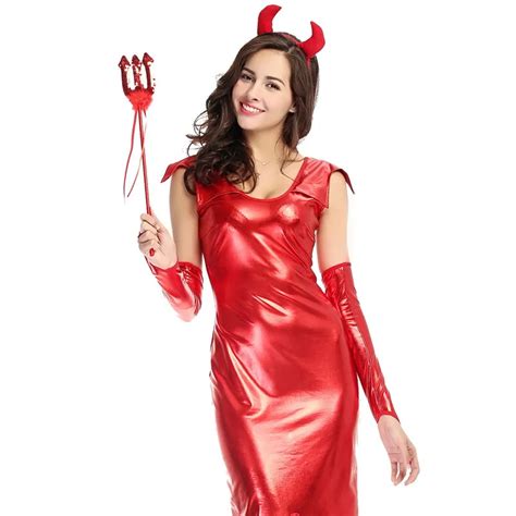 Ps15008 M Xl Sizes Red Devil Demon Witch Hag Costumes Sexy Hot Patent