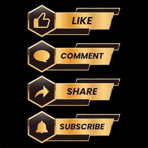 Premium Vector Golden Color Like Comment Share And Subscribe Button