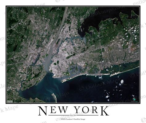 High Resolution Print Of New York City Satellite Map Satellite Maps