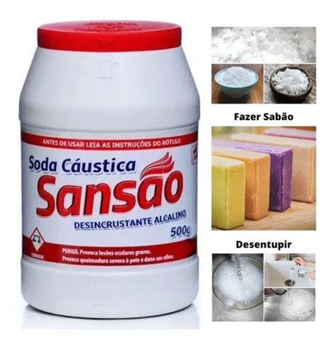 Soda Cáustica Sansão Granulada Escama 500g Sabão Desentupir