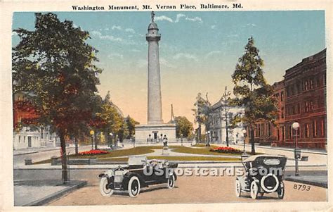 Washington Monument Mt Vernon Place Baltimore Maryland Md Postcard