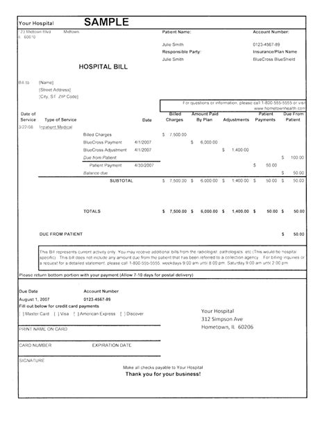 Hospital Bill Receipt Form Fill Out And Sign Printable Pdf Template