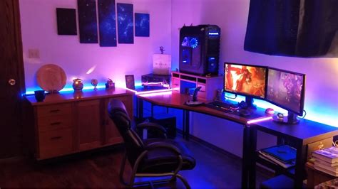 Custom Gaming Desk With Led Back Lighting Youtube