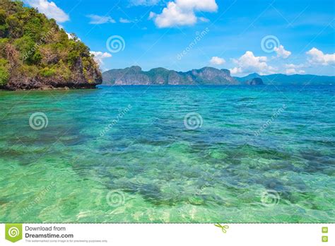 Scenic View Of Blue Lagoon Palawan Philippines Stock Image Image Of