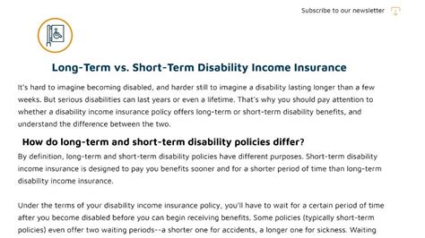 With these insurance plans, you or your employees (or both) pay the premium. Long-Term vs. Short-Term Disability Income Insurance