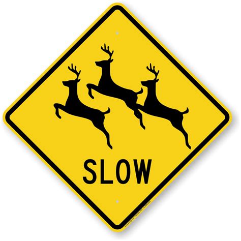 Slow Multiple Deer Crossing Symbol Sign Ships Free Sku K 9506 Deers