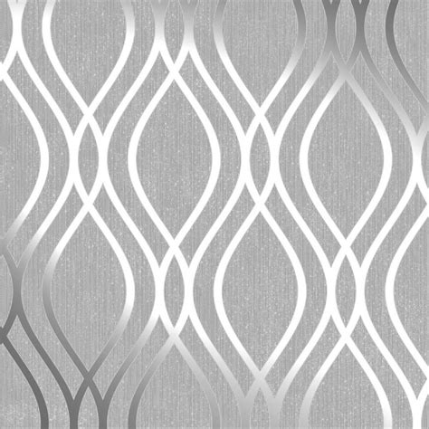 Camden Wave Wallpaper In Soft Grey And Silver Silver Wallpaper Living